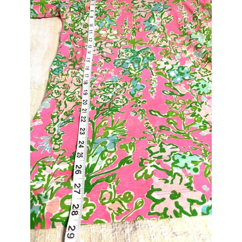 Lilly Pulitzer Girls XL 12 Sadie Dress Bright Navy Via Sunny Pink Green Floral